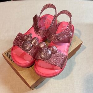 Mini Melissa Glittery Pink Kids Sandals
